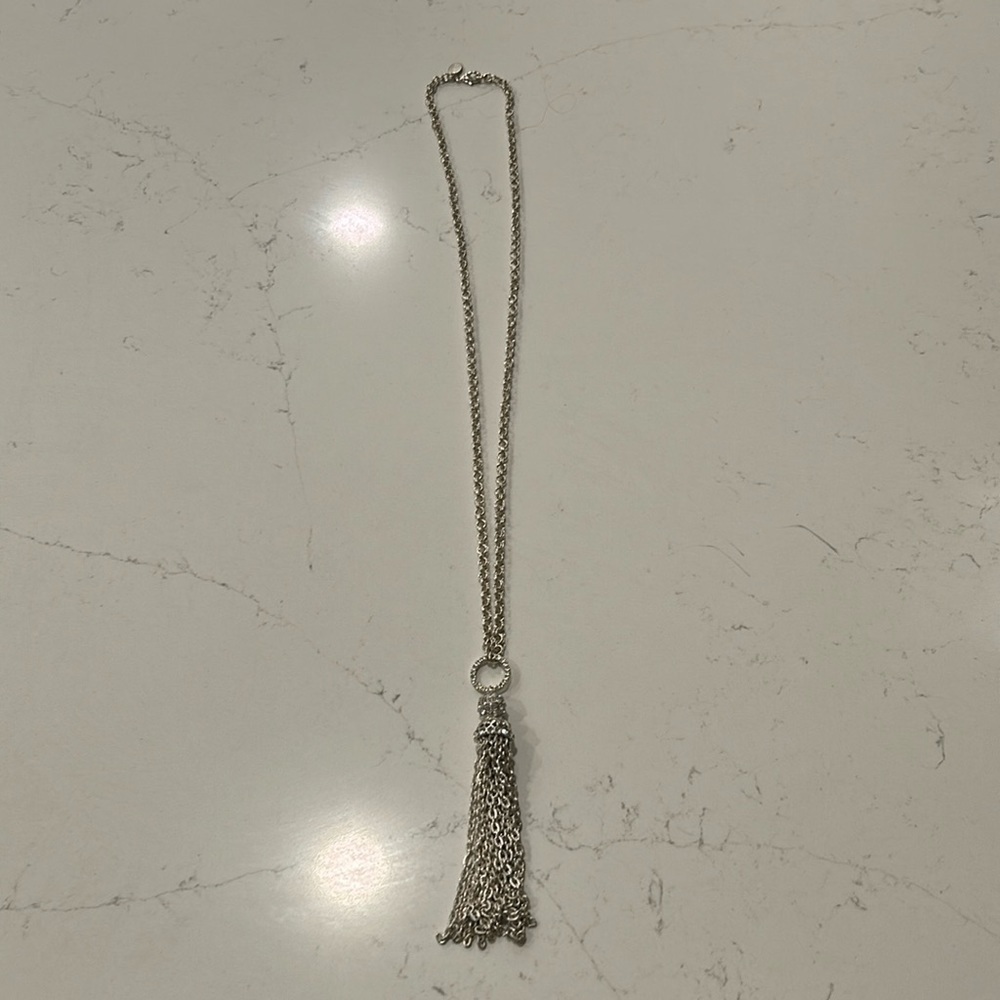 White House Black Market Silver Tassel Necklace
